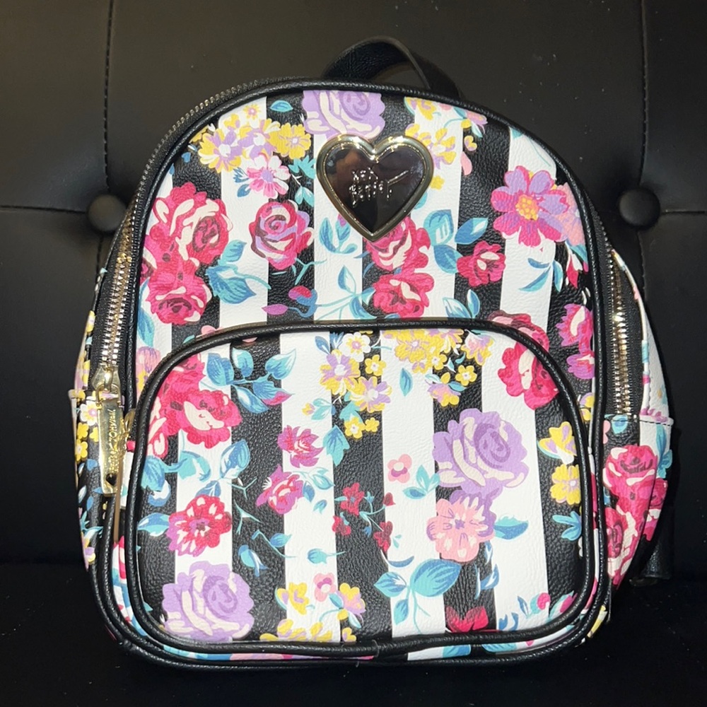 Floral Striped Betsey Johnson Mini Backpack